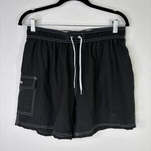 Rocorose women's board shorts with pockets quick dry, mesh briefs, black, size M